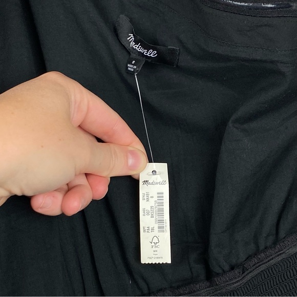 Madewell Ruffled One-Shoulder Midi Dress Black NWT - Picture 11 of 16